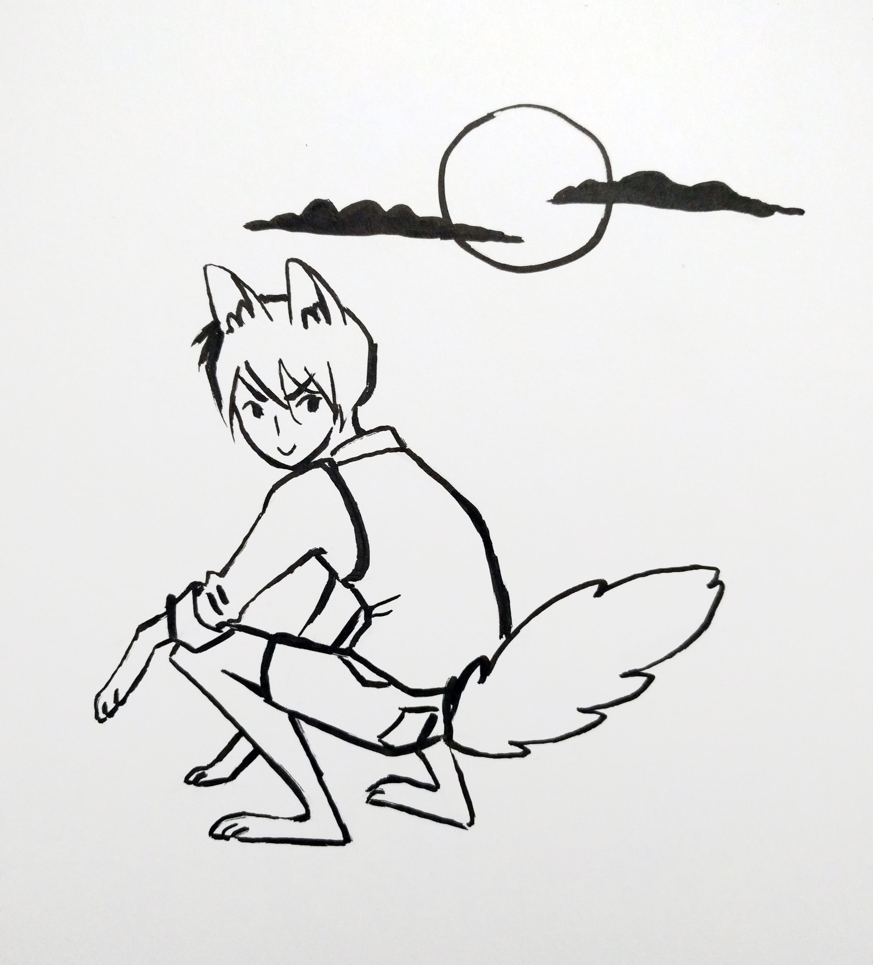 wolf boy drawing